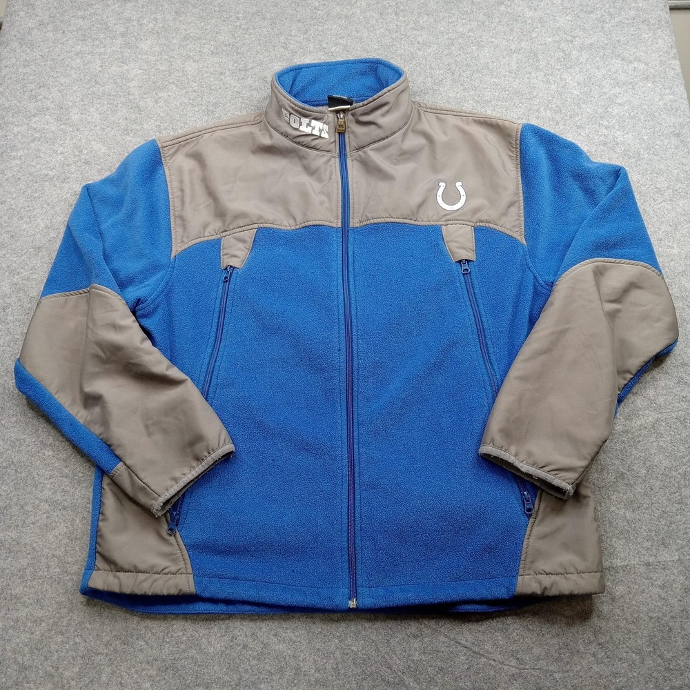 Indianapolis Colts Jacket Men XL Blue Gray NFL Football Fleece Zip Warm Sweater*